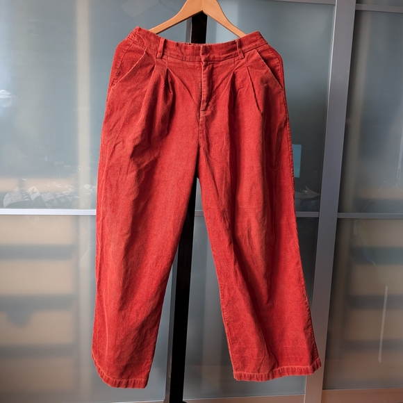 CNDB Other - Vintage-style High-waist Loose Fit Rusty Orange Corduroy Pants - Large